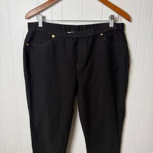 Michael Kors Elastic Band Pull On Pants Women Sz S Black Knit Mid Rise Straight